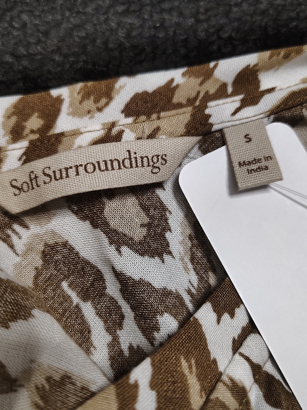 Soft Surroundings Dress Kara Tiered Midi Mocha Tan Leopard Animal Small NWT - Picture 5 of 9